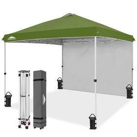 E100sw1-ggrn-az Eagle Peak Commercial Canopy 10x10 Pop Up Tent With 1 Sidewall Easy Setup Heavy