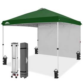 E100sw1-grn-az Eagle Peak Commercial Canopy 10x10 Pop Up Tent With 1 Sidewall Easy Setup Heavy