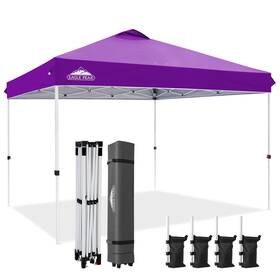 E144st-pur-az Eagle Peak Pop Up Canopy Tent With Wheeled Carry Bag 8 Stakes 4 Ropes Weight Bags