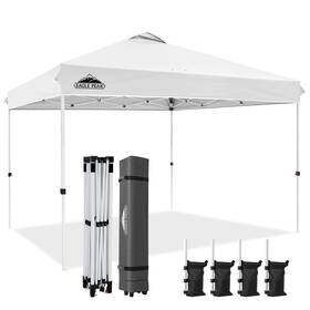 E144st-wht-az Eagle Peak Pop Up Canopy Tent With Wheeled Carry Bag 8 Stakes 4 Ropes Weight Bags
