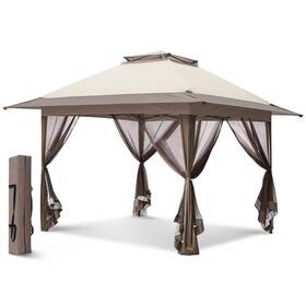 E169mn-bge-az Eagle Peak Gazebo Tent 156 Inch X156 X117.6 With Mosquito Netting Beige/brown Durable