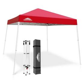 E64ep-red-hd Eagle Peak Pop-up Canopy Tent 10ftwx10ftd Heavy Duty Adjustable Height Slant Leg