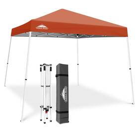 E64ept-bred-eu Eagle Peak 10x10 Slant Leg Pop-up Canopy Tent Easy One Person Setup Instant Outdoor Beac