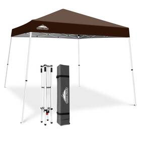 E64ept-brn-az Eagle Peak 10x10 Slant Leg Pop-up Canopy Tent Easy One Person Setup Instant Outdoor Beac