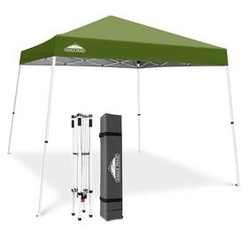 E64ept-ggrn-az Eagle Peak 10x10 Slant Leg Pop-up Canopy Tent Easy One Person Setup Instant Outdoor Beac