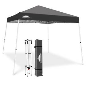 E64ept-gry-az Eagle Peak 10x10 Slant Leg Pop-up Canopy Tent Easy One Person Setup Instant Outdoor Beac