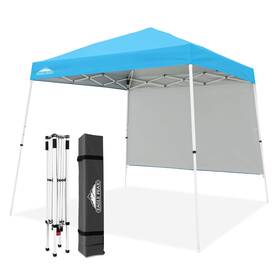 E64slhw-lbu-az Eagle Peak 10x10 Pop Up Canopy Tent With Sidewall Compact Portable Slant Leg Instant S