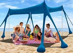 Eg-co01 Easoger Large 10 Ft Lyca Fabric Beach Canopy Sun Shelter Blue