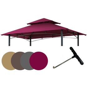 Easylee 190726864861 8ftx5ft Grill Gazebo Canopy Cover - Waterproof Top With T-hook Burgundy