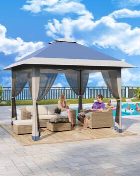 12c3y9fq-13 Elfinaura 13x13 Pop Up Gazebo Outdoor Canopy Tent With Mosquito Netting Adjustable H