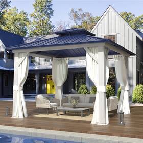 Wqg027bu Erommy 10ftx10ft Gazebo Hardtop Galvanized Steel Double Roof Metal With Alum Inch