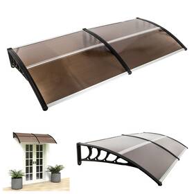 Etsg 699902661527 80 Inch 38 Window Door Awning Canopy Polycarbonate Brown With Black Bracket