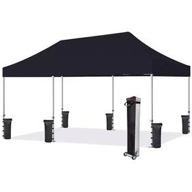 2159888 Eurmax Premium 10ftx20ft Ez Pop Up Canopy Tent Bonus Wheeled Bag Black