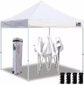 Eurmax 619548398748 10x10 White Ez Pop Up Canopy Outdoor Folding Gazebo Vendor Party Tent