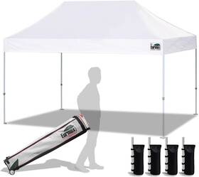 Eurmax 772625695168 10ftx15ft Pop Up Canopy Tent Commercial Instant Canopies White