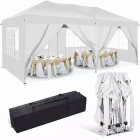 65465 Famous Brand Canopy 10x20ft. Heavy Duty Pop Up Gazebo Party Tent Waterproof White