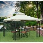 Ffsag54198151 10 X Foot Outdoor Backyard Durable Steel Frame Gazebo With Beige Canopy