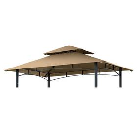 Skd-0130-khaki Figfeu Grill Gazebo Replacement Canopy Roof - 5x8 Double Tiered Outdoor Bbq Top Cover