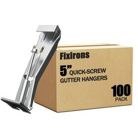 S770100 Fixirons Quick Screw Gutter Hangers 5 Inch- 100 Pack Support Bracket Hidden Gut