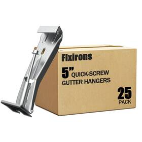 S77025 Fixirons Quick Screw Gutter Hangers 5 Inch- 25 Pack Support Bracket Hidden Gutt