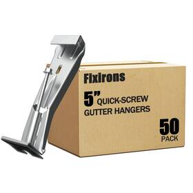 S77050 Fixirons Quick Screw Gutter Hangers 5 Inch- 50 Pack Support Bracket Hidden Gutt