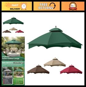 Flexzion 810043280846 10x12 Gazebo Replacement Canopy Top Green Sunshade Roof