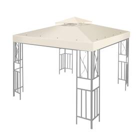 Flexzion 814870021290 8ftx8ft Gazebo Top Canopy Cover Ivory - Dual Tier With Plain Edge Polyester U