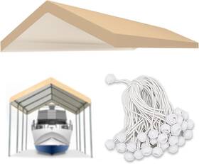 Fre001-1-beg Foraleben Carport Replacement Canopy Cover 10ftx20ft For Tent Top Garage Shelter With