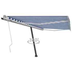 3069736 Freestanding Manual Retractable Awning 157.5inchx118.1inch Blue White Vida Xl