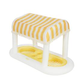 Funboy 810071162329 Giant Floating Yellow Cabana Stripe Drink Station Removable Fabric Shade Wit