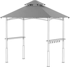 Fung Yard 313032029032 8x5 Ft Waterproof Grill Gazebo Canopy Replacement Double Tier Sun Cover Grey
