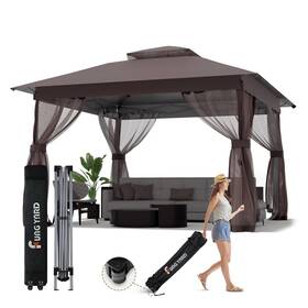 Fung Yard 795847111544 11x11 Outdoor Pop Up Gazebo - Instant Canopy Tent With Mosquito Nettings Dou