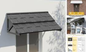 Fx-zyp-black 640486798581 52 Inch X 30 3/4 Fixed Metal Awning For Doors And Windows Heavy-duty Triangular