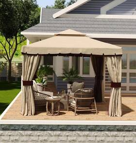 10ftx Gaoman 198290927111 10ft Outdoor Gazebos Patio With Netting And Curtains Garden Pavi