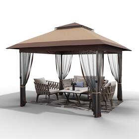 Gaomon 198290604661 12 X 12ft Pop-up Gazebo Double Roof Outdoor Canopy Tent With Mosquito Nett Inch