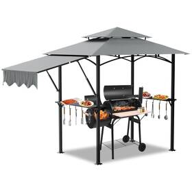 Gaomon 198290777631 8ftx5ft Double Tiered Grill Gazebo Outdoor Bbq Shelter With Led Light &