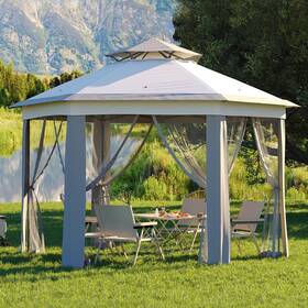 Garvee 199414400756 Pop Up Gazebo Screen Tent Hexagonal Instant Sun Shelter 13x13ft