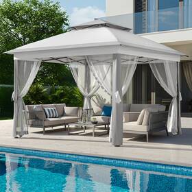 Garvee 967780891355 11x11 Ft Outdoor Gazebo Heavy Duty With Sturdy Metal Frame And Double Roofs