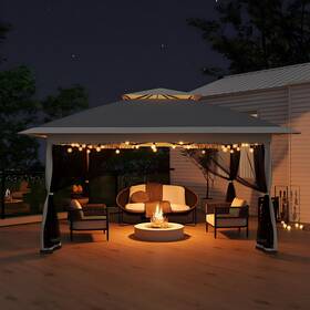 Garvee 9qvo08 13x13ft Pop Up Gazebo With Mosquito Netting Outdoor Canopy Tent Easy Setup F