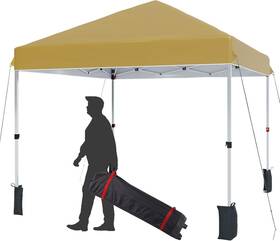 Hjs-gv-popup-10x10-fx Garvee 10x10ft Instant Pop Up Canopy Tent For One Person Setup Waterproof Khaki