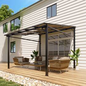 Khjvcl4mmqoyf3fv9uoexgfb2x Garvee 10x10 Ft Outdoor Lean To Gazebo Wall Mounted Patio Hardtop Pergola