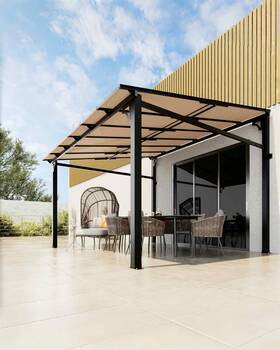 10x10-leantogazebo-garveelife Garveelife 10ftx 10ft Lean To Gazebo Hardtop Wall Pergola With Polycarbonate Roof Alum Inch