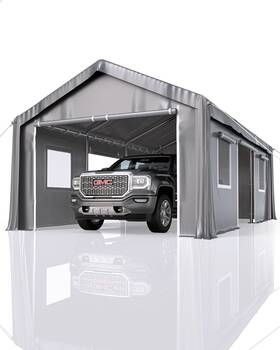 Garveelife 198723982687 13ftx20ft Carport Heavy Duty Portable Garage With 4 Roll-up Doors Mesh Wind