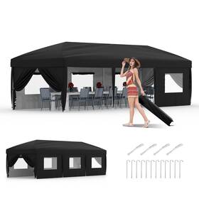 33tg89qr001 Garveelife 10x30 Pop Up Canopy With 8 Sidewalls - Heavy Duty Outdoor Tent Po