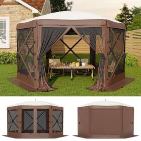 Garveelife 800068135047 11.5x11.5ft 6-sided Pop Up Gazebo Tent One-push Setup Canopy With Mesh P