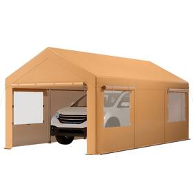 Garveelife 966734492907 12x20ft Carport Portable Garage With Sidewalls Doors And Ventilated Windows