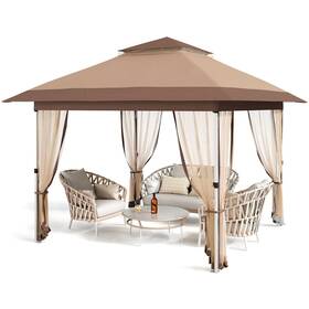 Garveelife 967553717158 12ftx12ft Gazebo Outdoor Pop Up Canopy Tent With Curtains And 144 Square Shelte