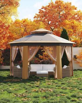 Fs33c75vjl Garveelife Pop Up Gazebo 13x13ft Outside Canopy Tent With 6 Pcs Mosquito Netting One Pus