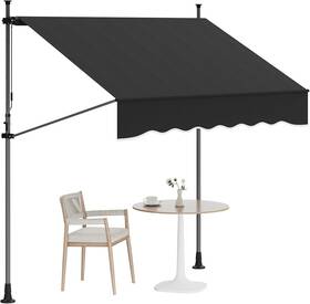 Gl-ljaw-bk-3 Garveelife 118 Inch Manual Retractable Awning Patio Sunshade Shelter Angle Black