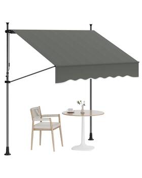 Glhy-ljaw-gy-3 Garveelife 118 In Manual Retractable Awning 118ftftw X 118ftfth Light Grey